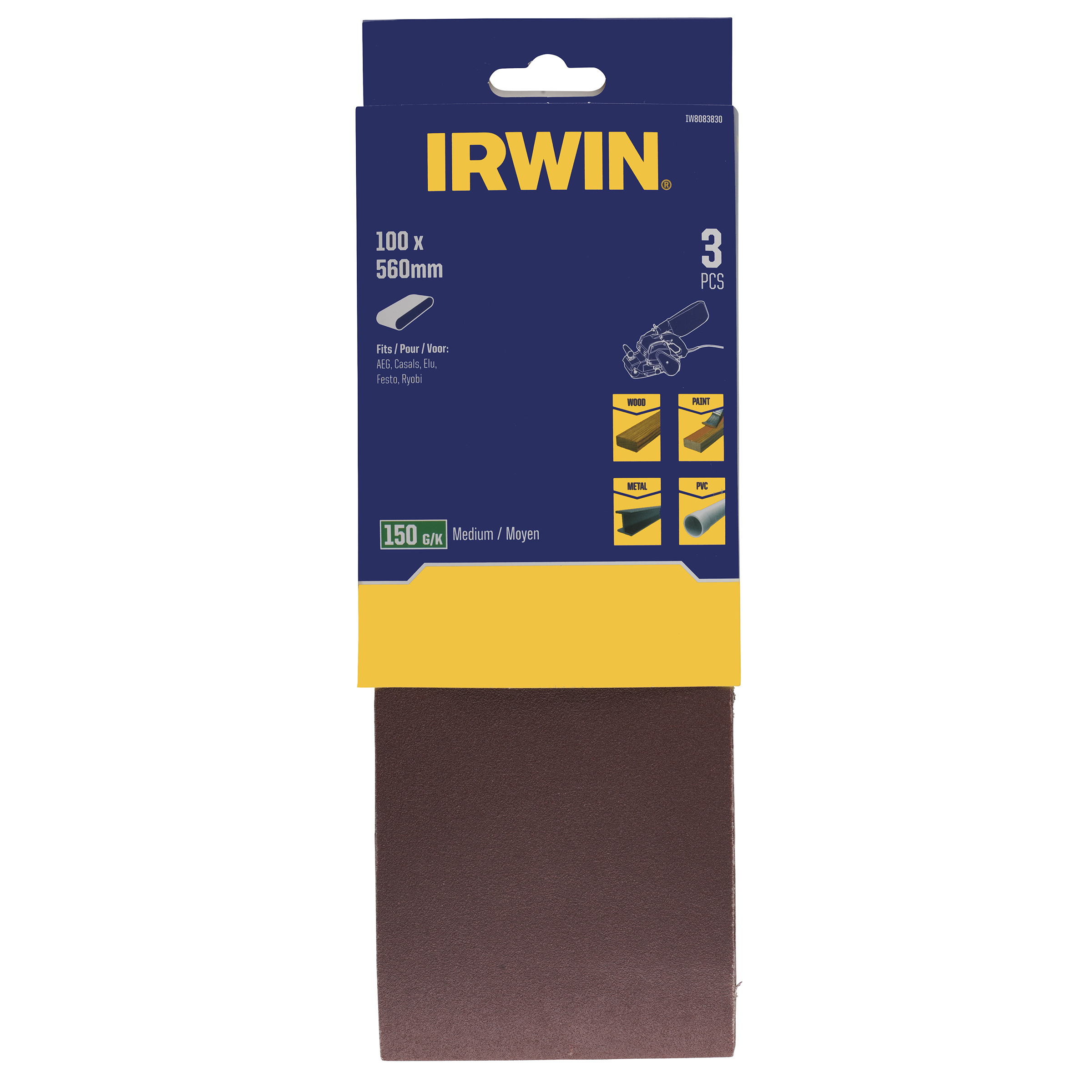 Irwin bande abrasive 3pcs 100X560mm K150