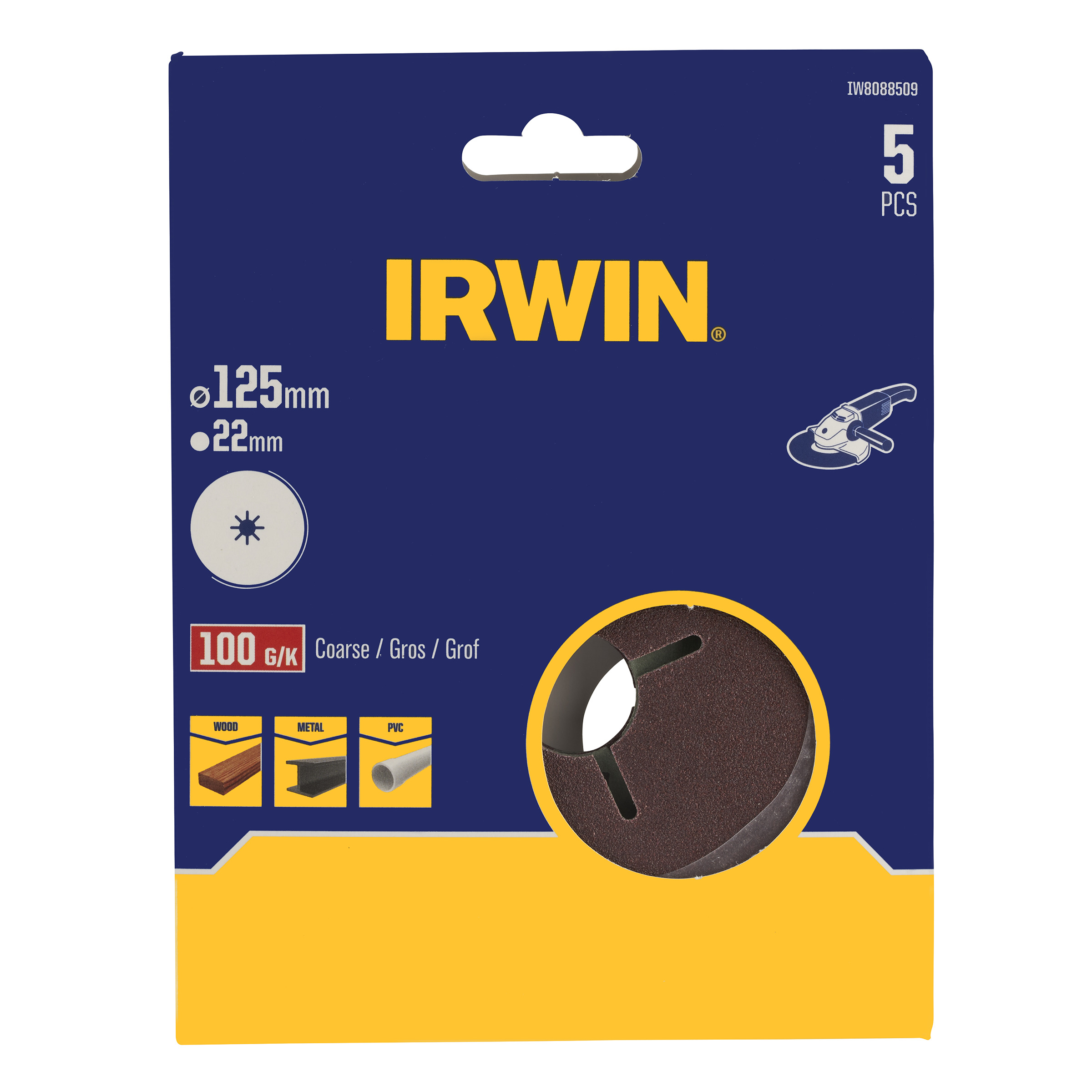 Disque abrasif Irwin pour meuleuse angulaire Ø125mm K100