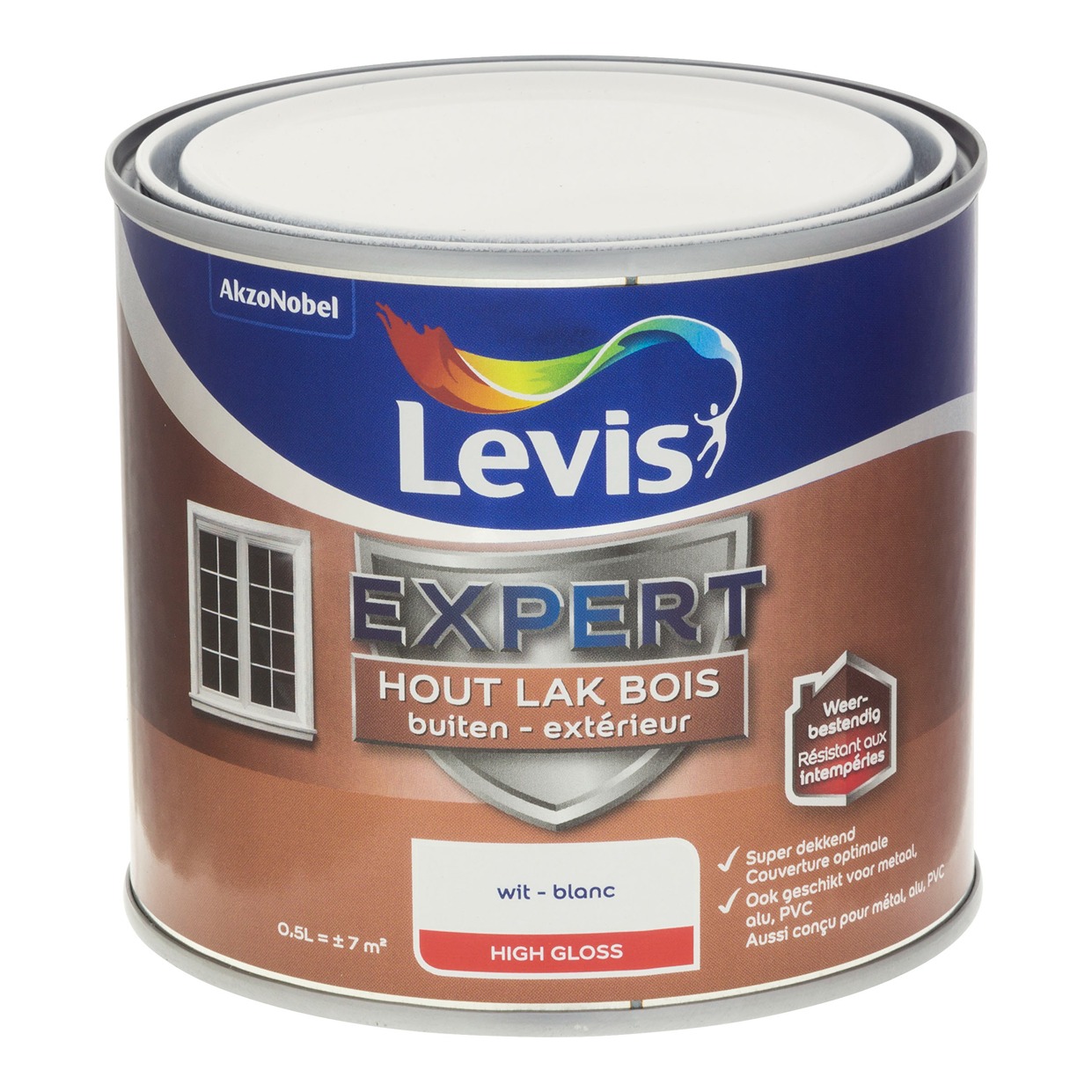 Levis Expert Hout Lak Buiten High Gloss 0.5l Wit