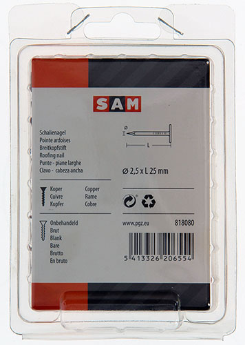 SCHALIENAGEL KOPER 180GR 2,5X25MM