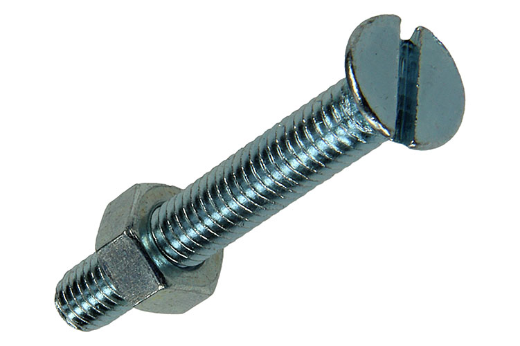 VIS A METAUX TF + ECROU AC. ZING. 6 PC M6 X 40 MM