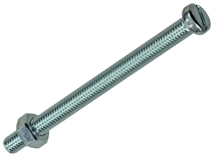METAALSCHROEF CILINDRISCHE KOP + MOER VERZINKT 3 STUKS M6X80MM