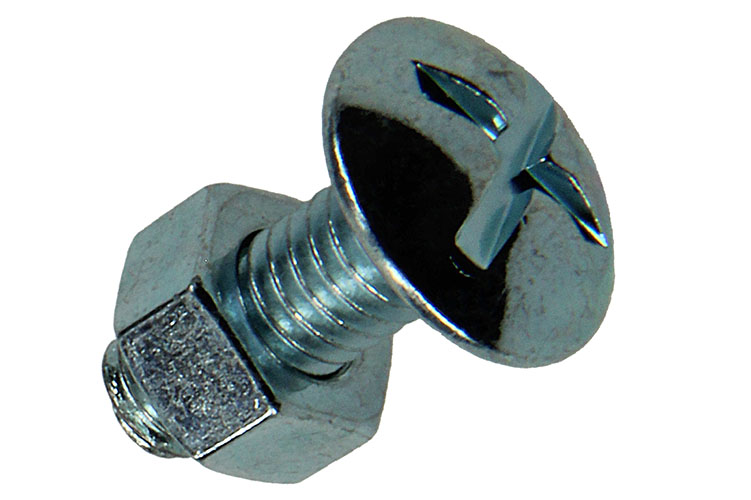 BOULON POELIER + ECROU AC. ZINGUE 10 PC M6 X 16 MM