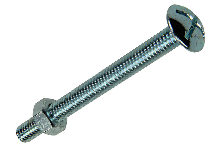 BOULON POELIER + ECROU AC. ZINGUE 5 PC M6 X 60 MM