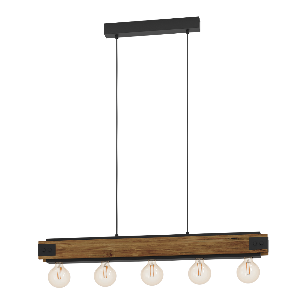 Layham suspension 5x60W bois acier brun noir