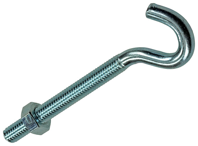 CROCHET D''ARM.VIS MET.+ECROU ACIER ZINGUE 3PC M6 X 60 MM