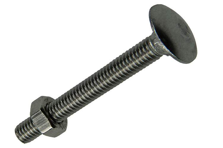 BOULON TRCC + ECROU AC. INOX. 3 PC M6 X 50 MM