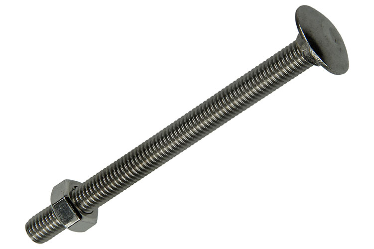 BOULON TRCC + ECROU AC. INOX. 1 PC M8 X 100 MM