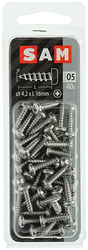 ZELFTAPPENDE SCHROEF, CILINDRISCHE KOP, RVS A2, 40 STUKS 4,2X16MM