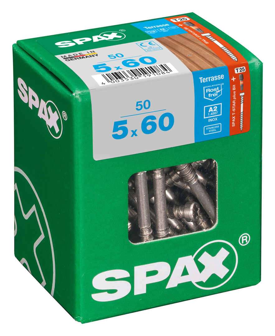 Spax terrasse inoxydable A2 5x60 L 50 pièces