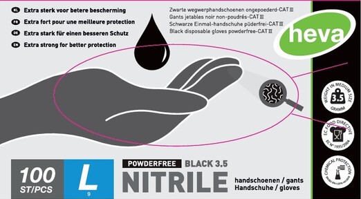 GANTS JETABLES EN NITRILE NOIR 3,5 GR 100 PIÈCES TAILLE LARGE