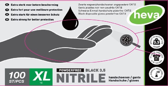 GANTS JETABLES EN NITRILE NOIR 3,5 GR 100 PIÈCES TAILLE X-LARGE
