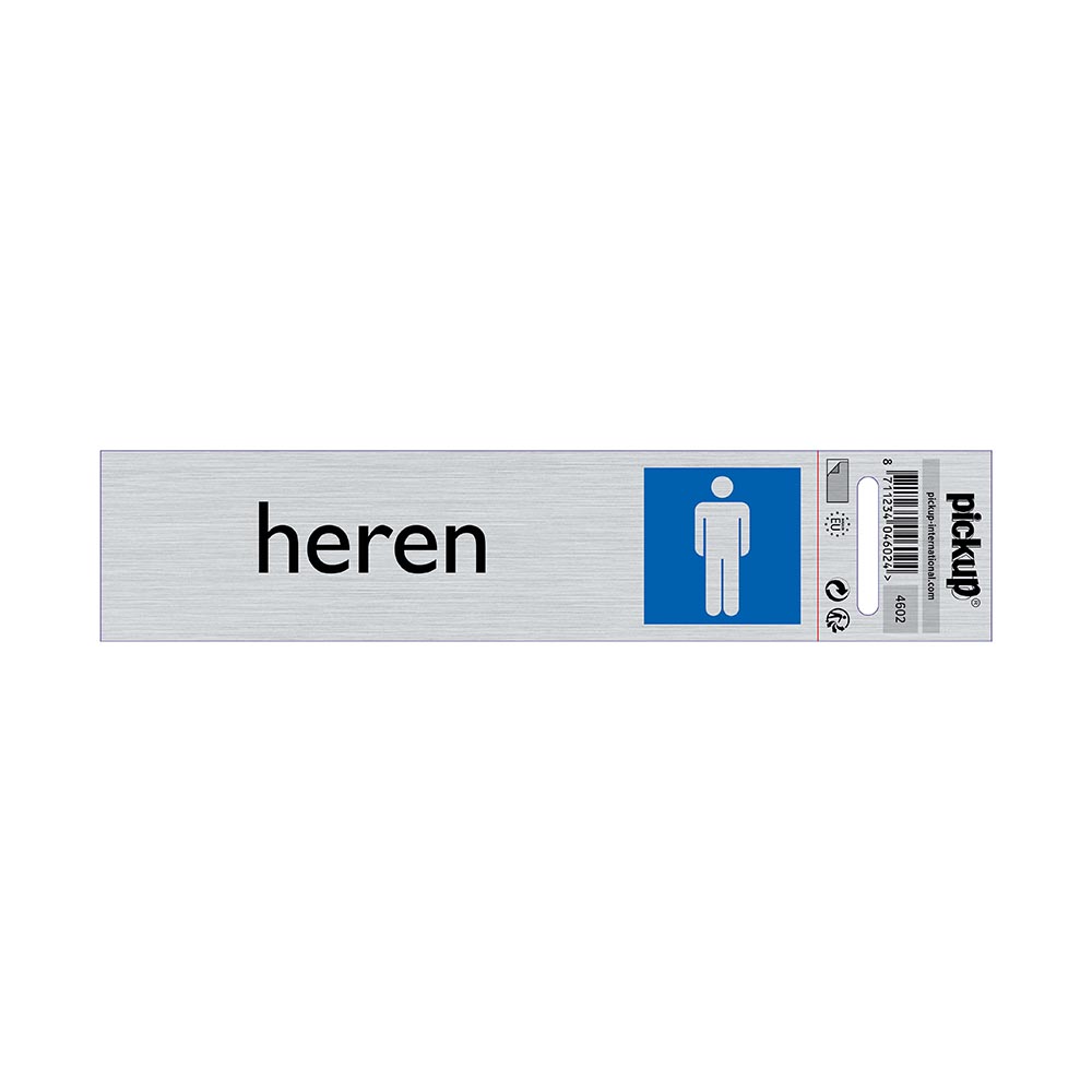 Pictogramme adhésive look alu 165x44mm (NL) - Heren