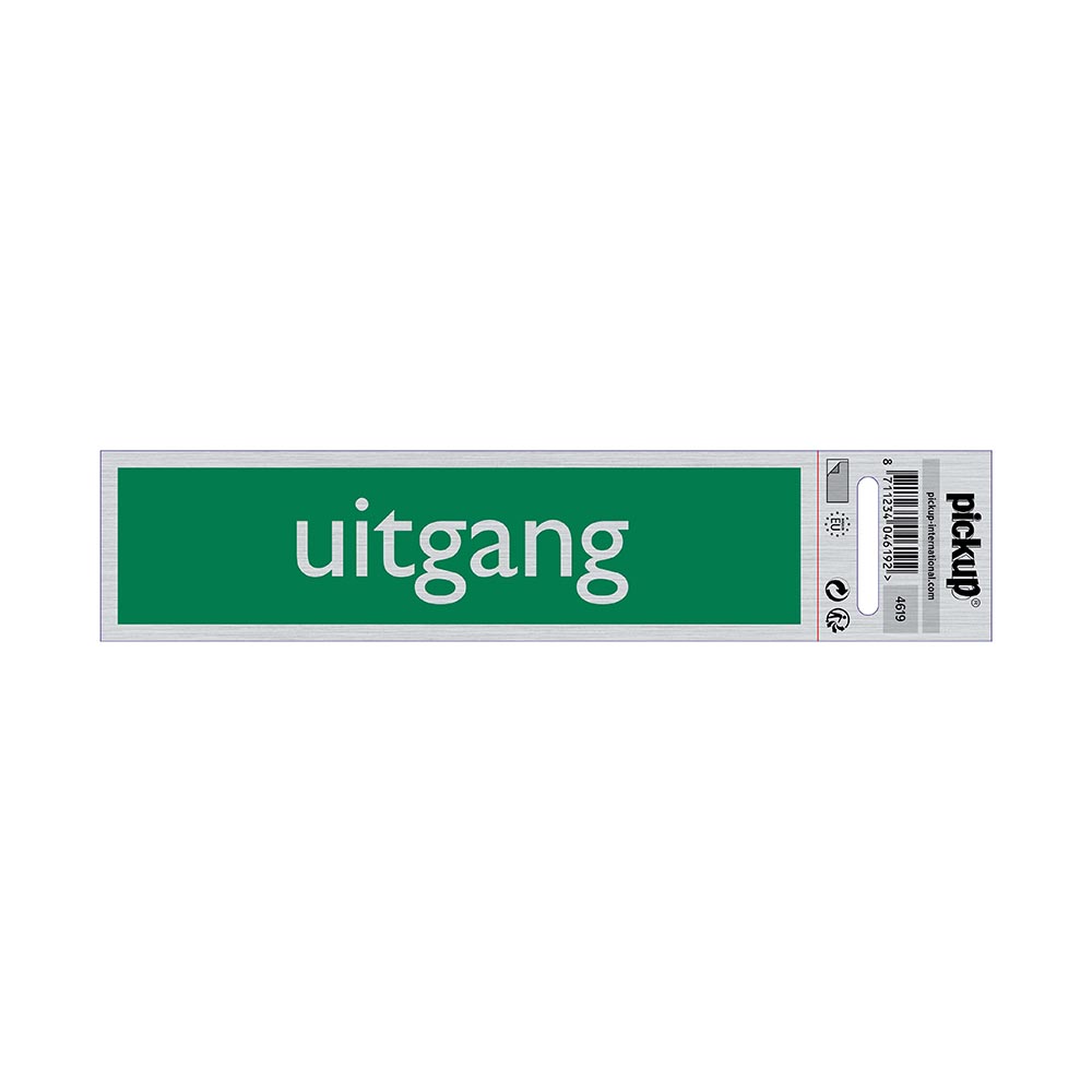 Pictogramme adhésive look alu 165x44mm (NL) - Uitgang