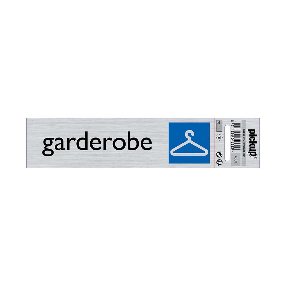 Pictogramme adhésive look alu 165x44mm (NL) - Garderobe