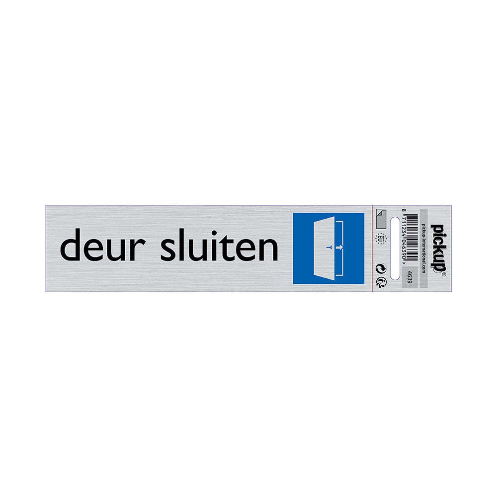 Pictogramme adhésive look alu 165x44mm (NL) - Deur sluiten