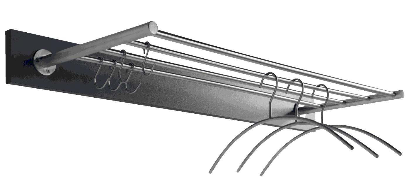 Wandrek inox inclusief 3 kleerhangers garderobe