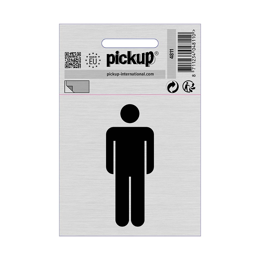 Pictogramme adhésive look alu 80x80mm - Hommes
