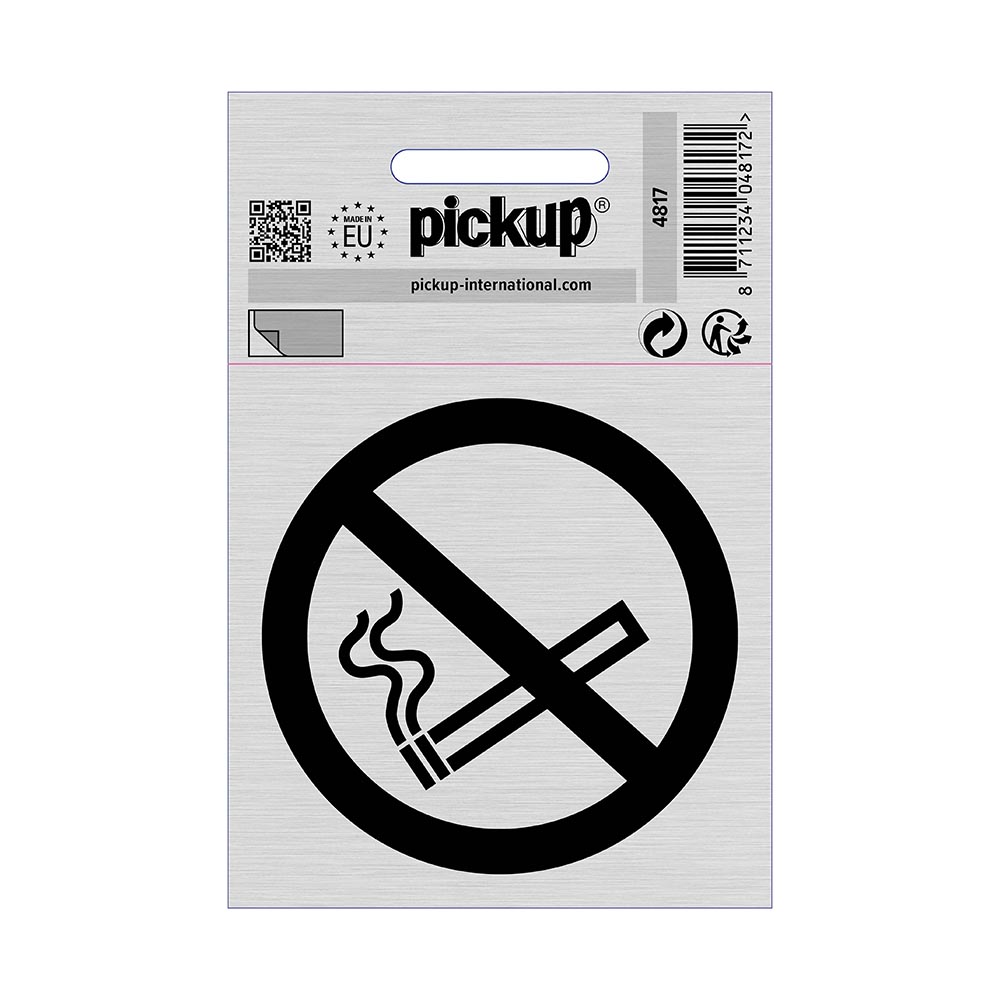 Pictogramme adhésive look alu 80x80mm - Interdiction de fumer