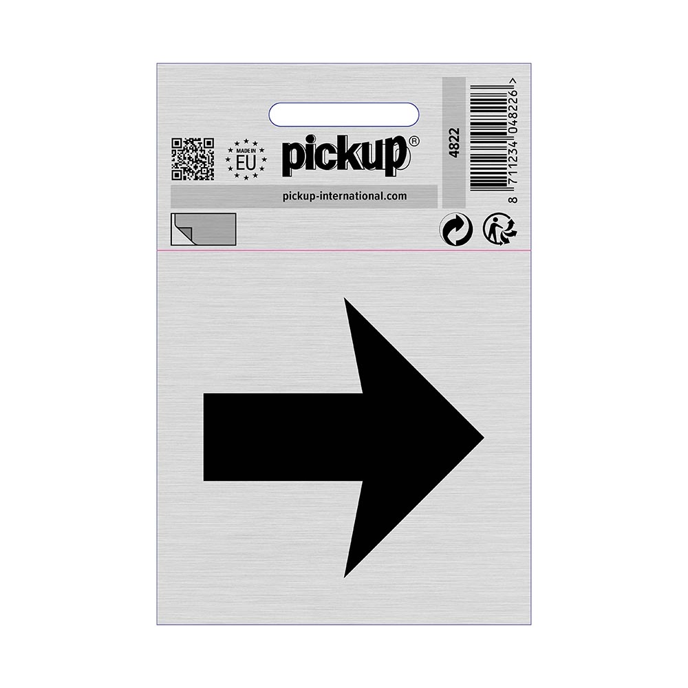 Pictogramme adhésive look alu 80x80mm - Flêche
