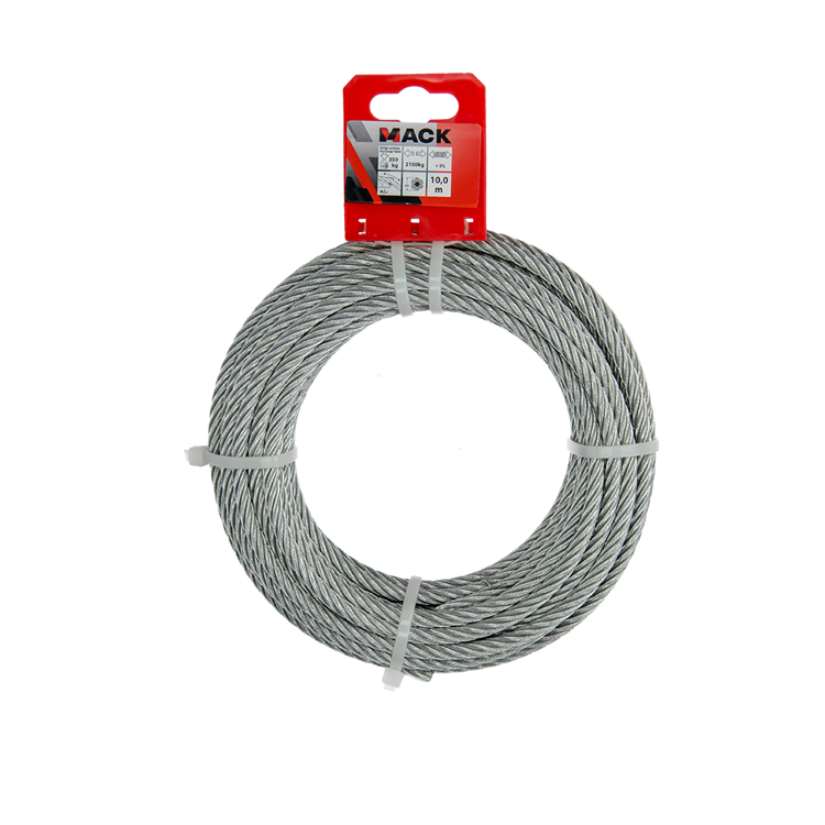 cable acier zingue 6 x 19 10 mm 6 mm wll 350 kg din en 12385-4