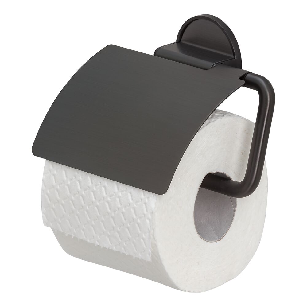 Tiger Tune Porte-rouleau papier toilette avec rabat Noir Métal brossé / Noir