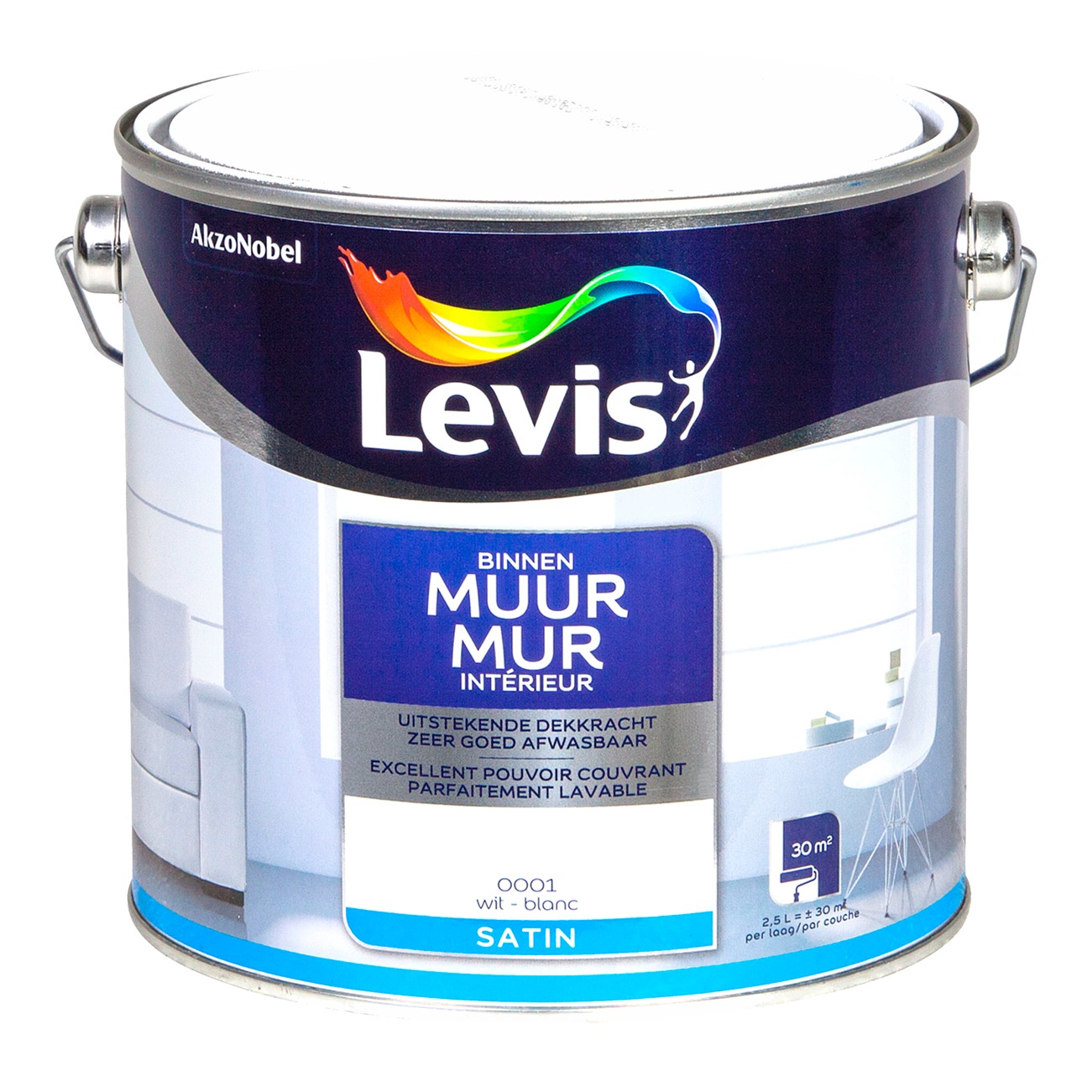 Levis Muur Binnen Satijn 2.5l Wit