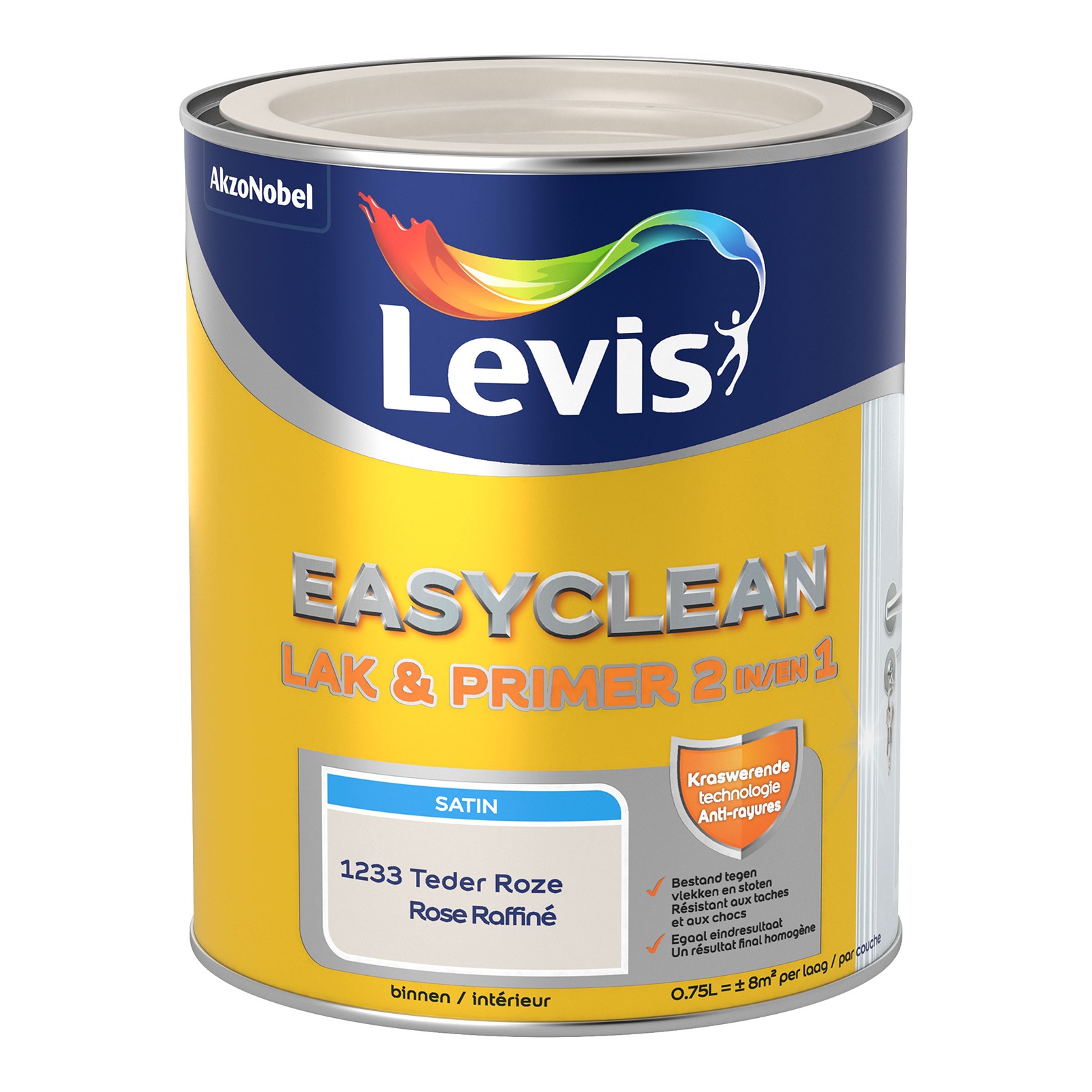 Levis Easyclean Lak & Primer 2-In-1 Zijdeglans 0.75l Teder Roze