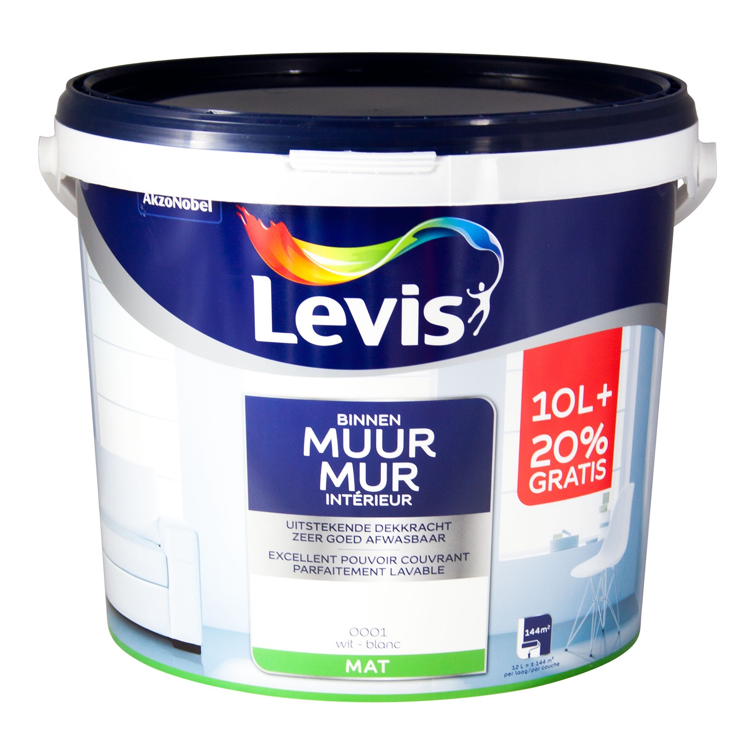 Levis Mur Intérieur Mat 10+2l Blanc
