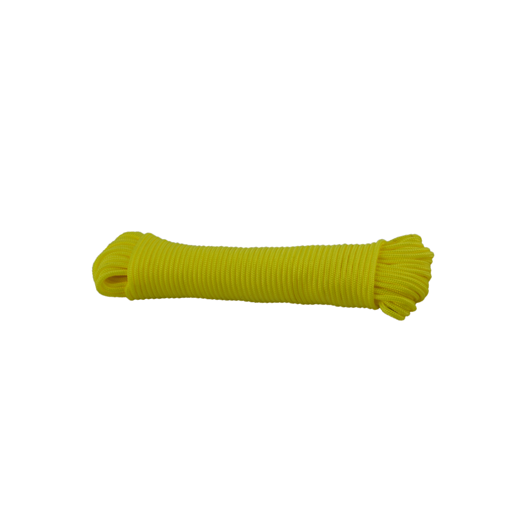 Corde de nylon tressée 4mm - 20m jaune fluo