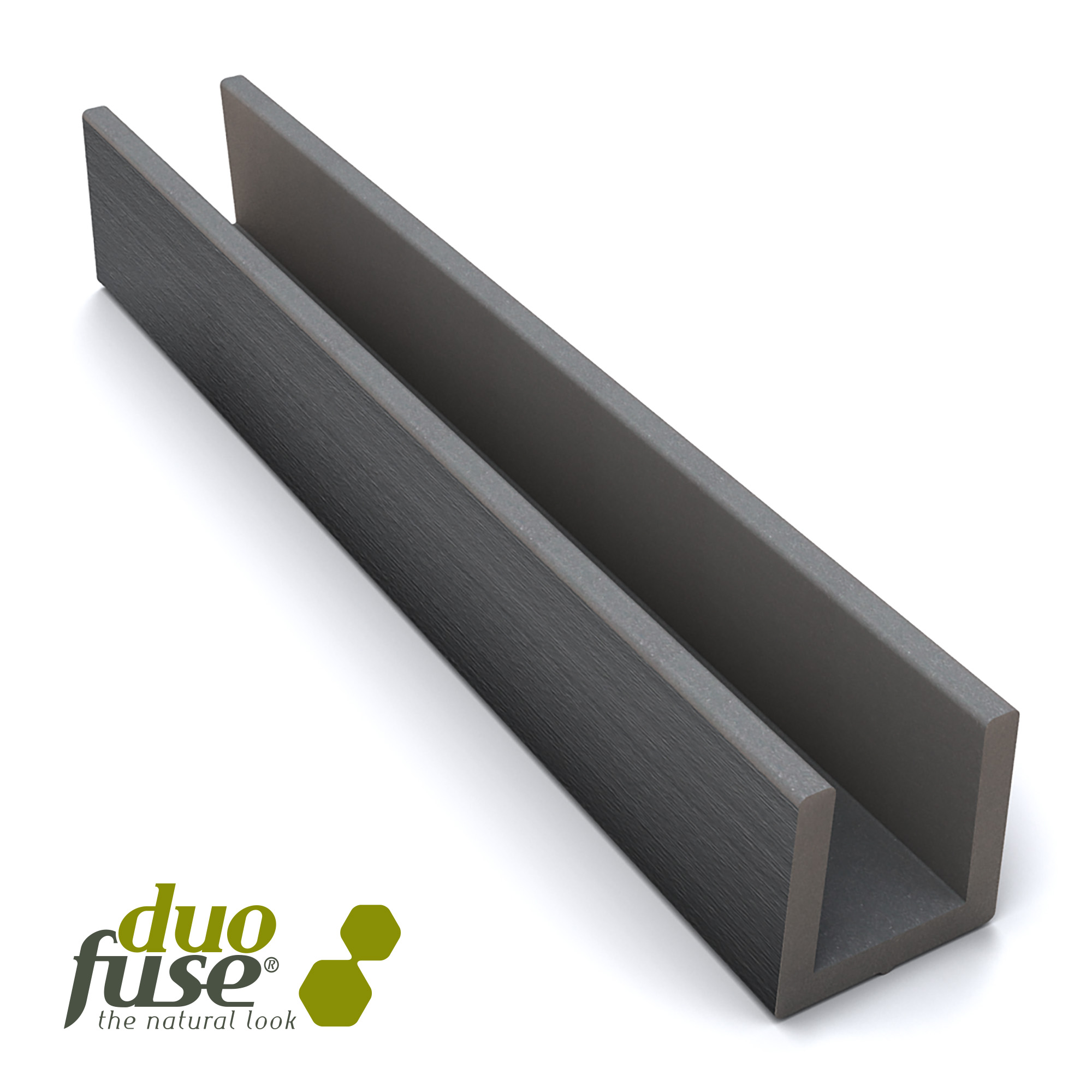 Duofuse tand-en-groef tuinscherm/omheining - Klein U-profiel 27x35mm - 1.82m stone grey