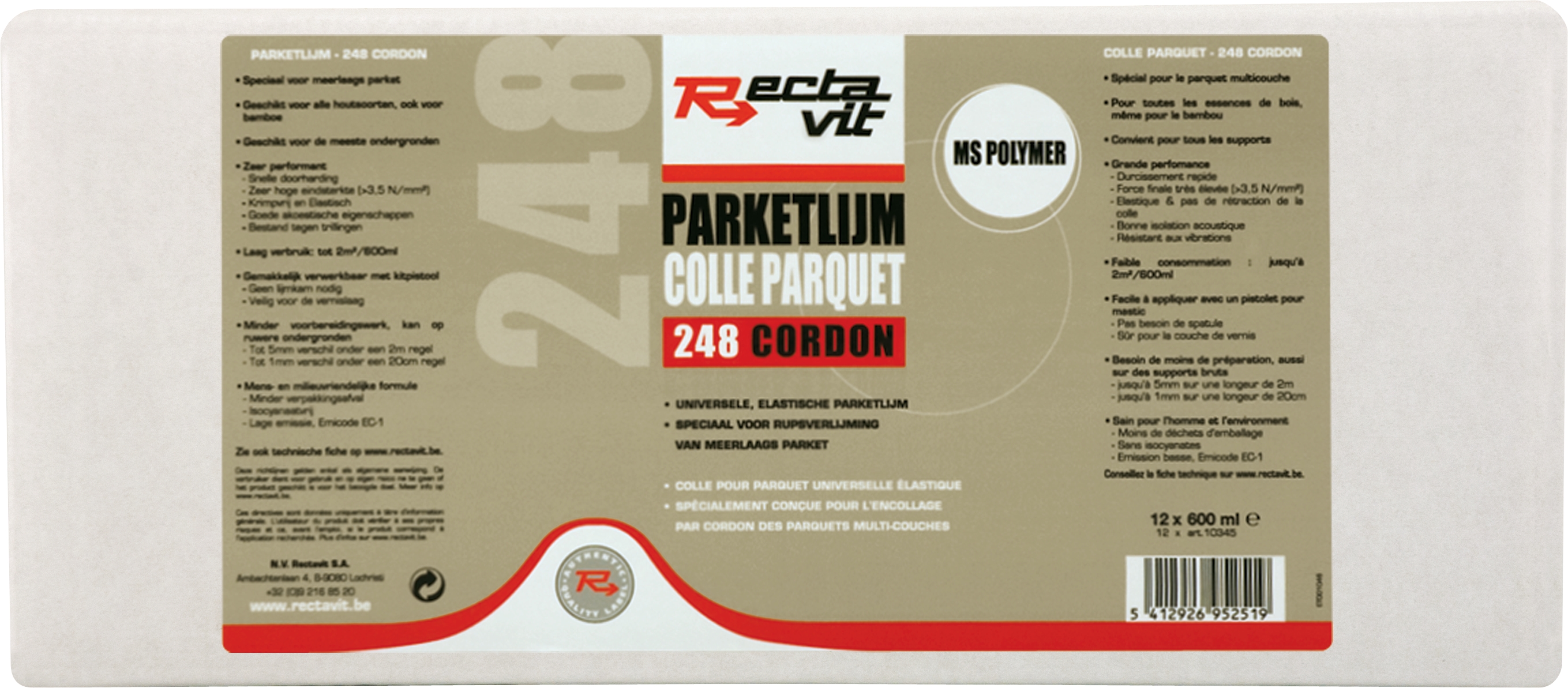 Rectavit 248 Cordon - Colle De Parquet Beige 600ml