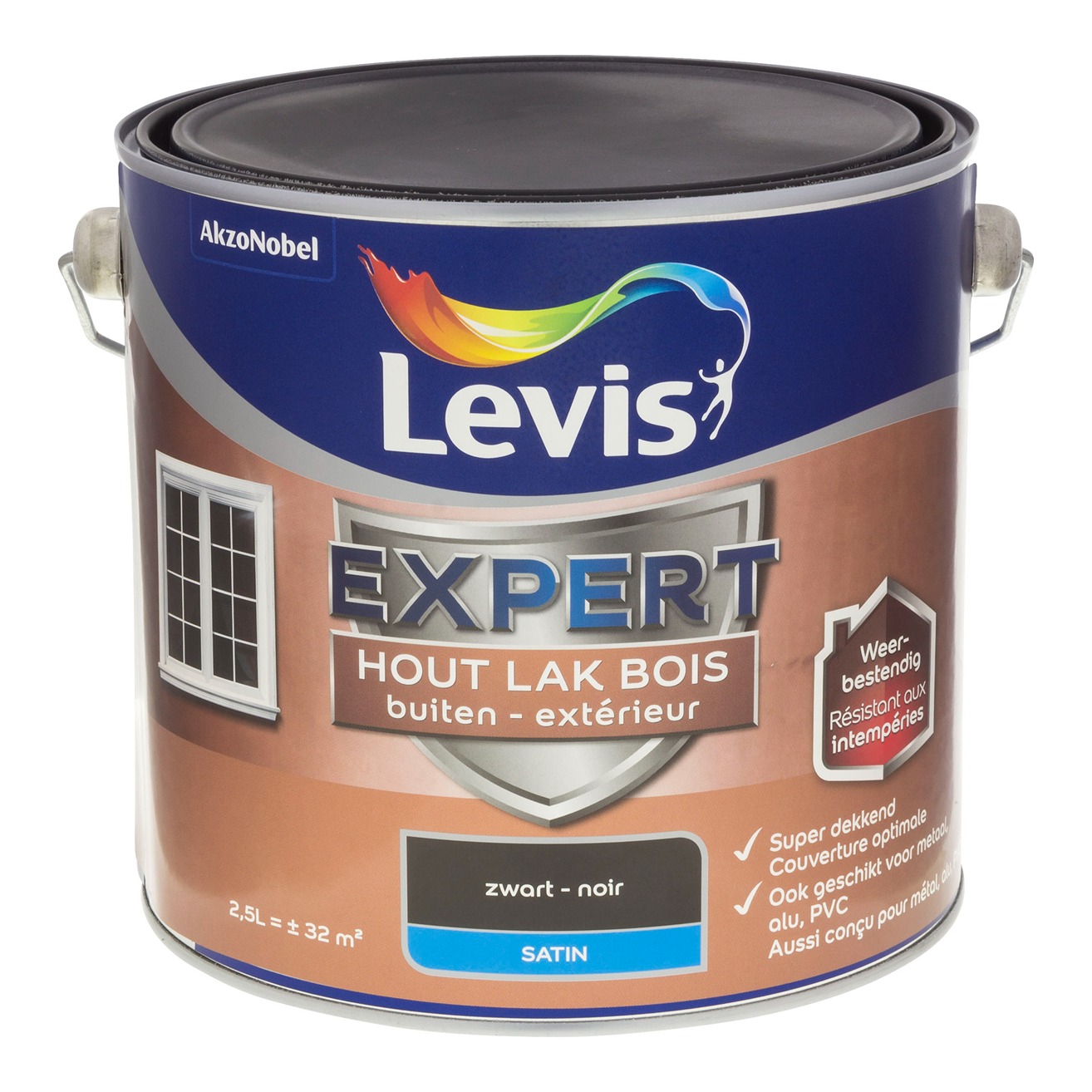 Levis Expert Hout Lak Buiten Satin 2.5l Zwart