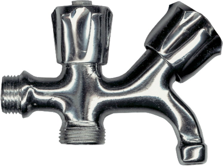 1 Robinet équerre double 1/2" x 3/4" - Laiton
