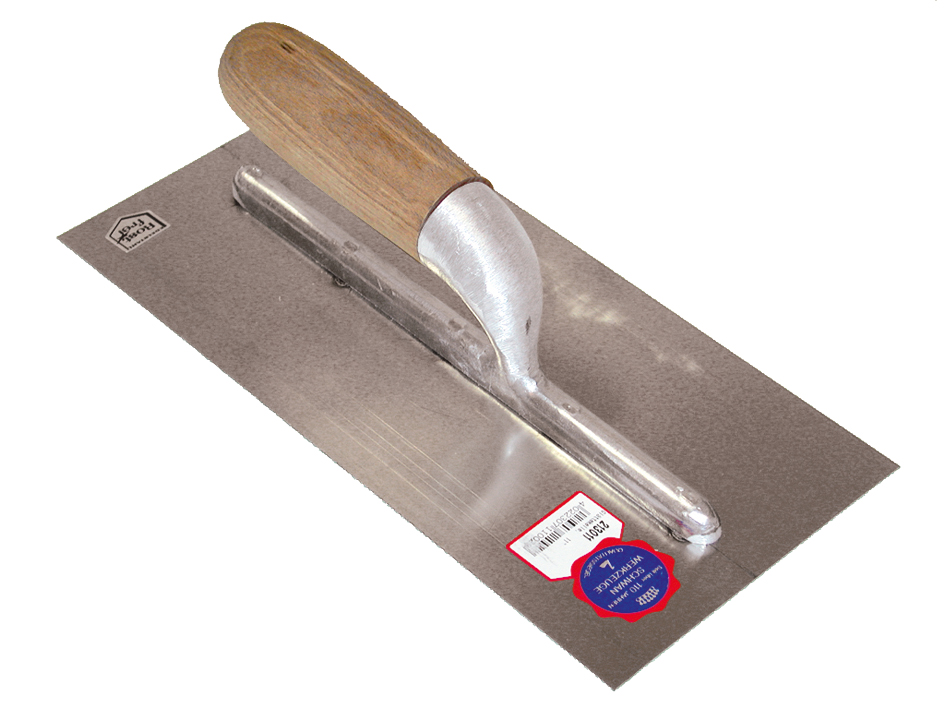 Plâtresse 280 x 130 x 0,7 mm avec manche en bois - inox