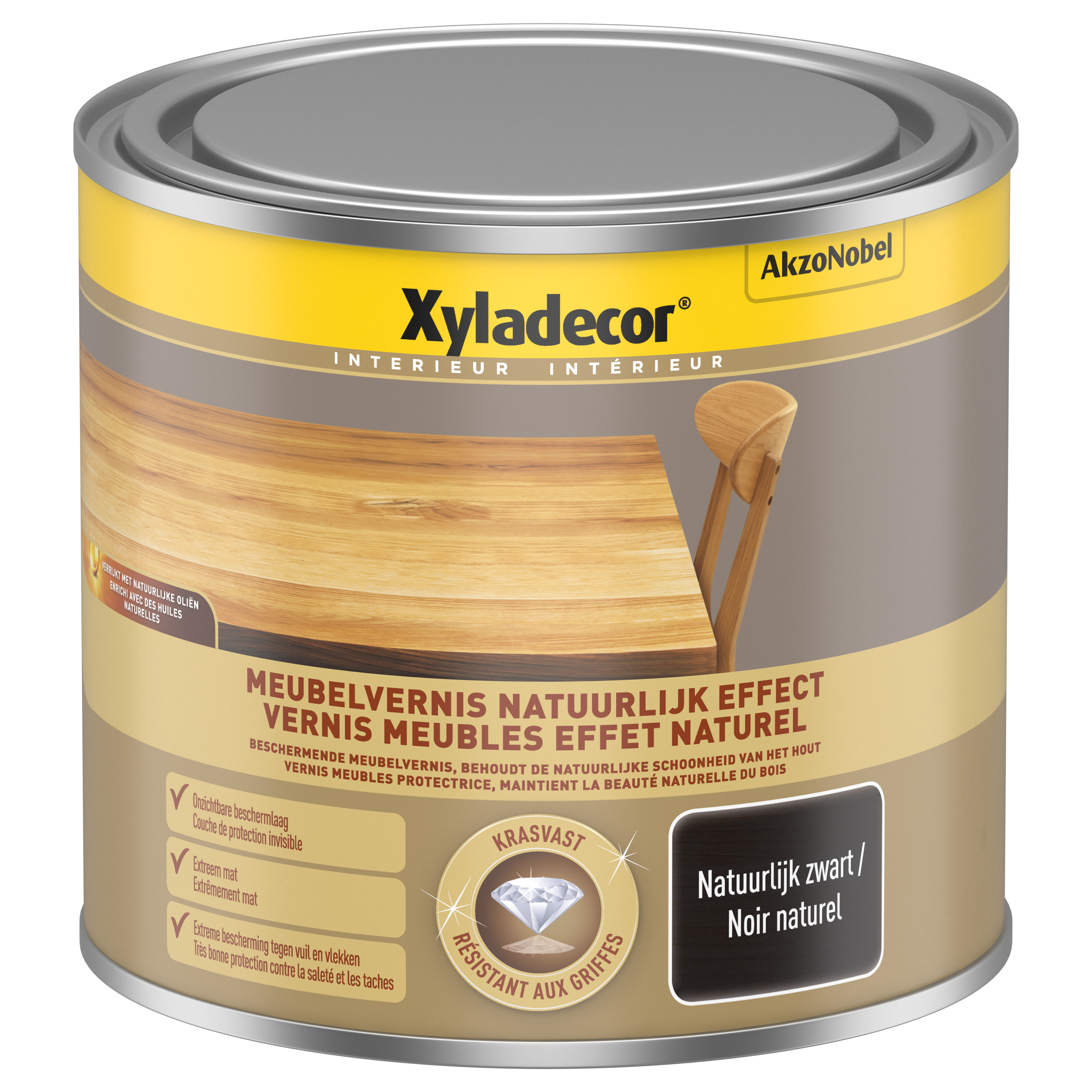 Xyladecor Vernis Meubles Effet Naturel Noir 0.5l