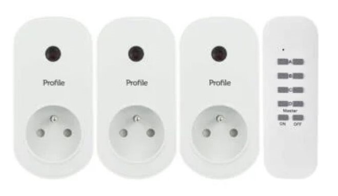 Profile Stopcontacten met afstandsbediening max.1000W wit 3st