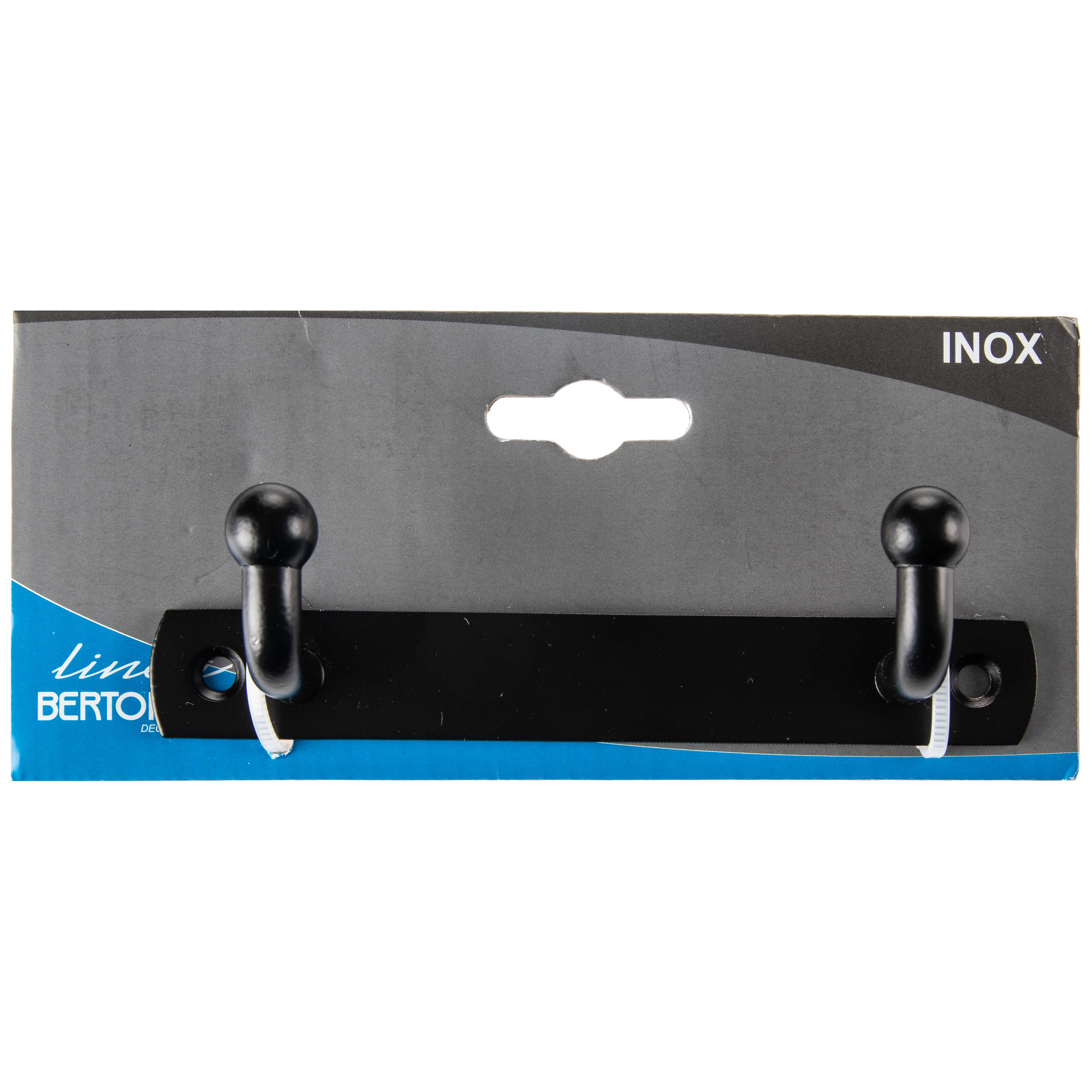 Linea Bertomani handdoekhouder 2 haken 135mm inox zwart
