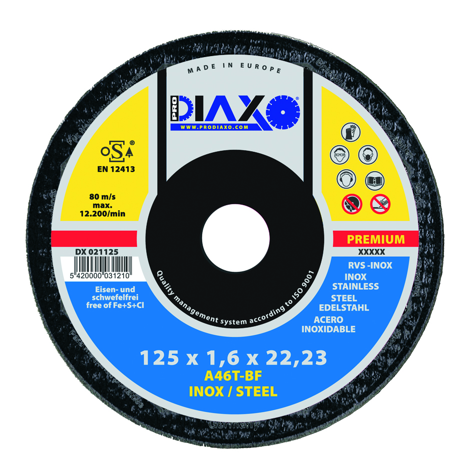 Snijschijf INOX Ø 125 x 1,6 mm A46T-BF / Premium Construction
