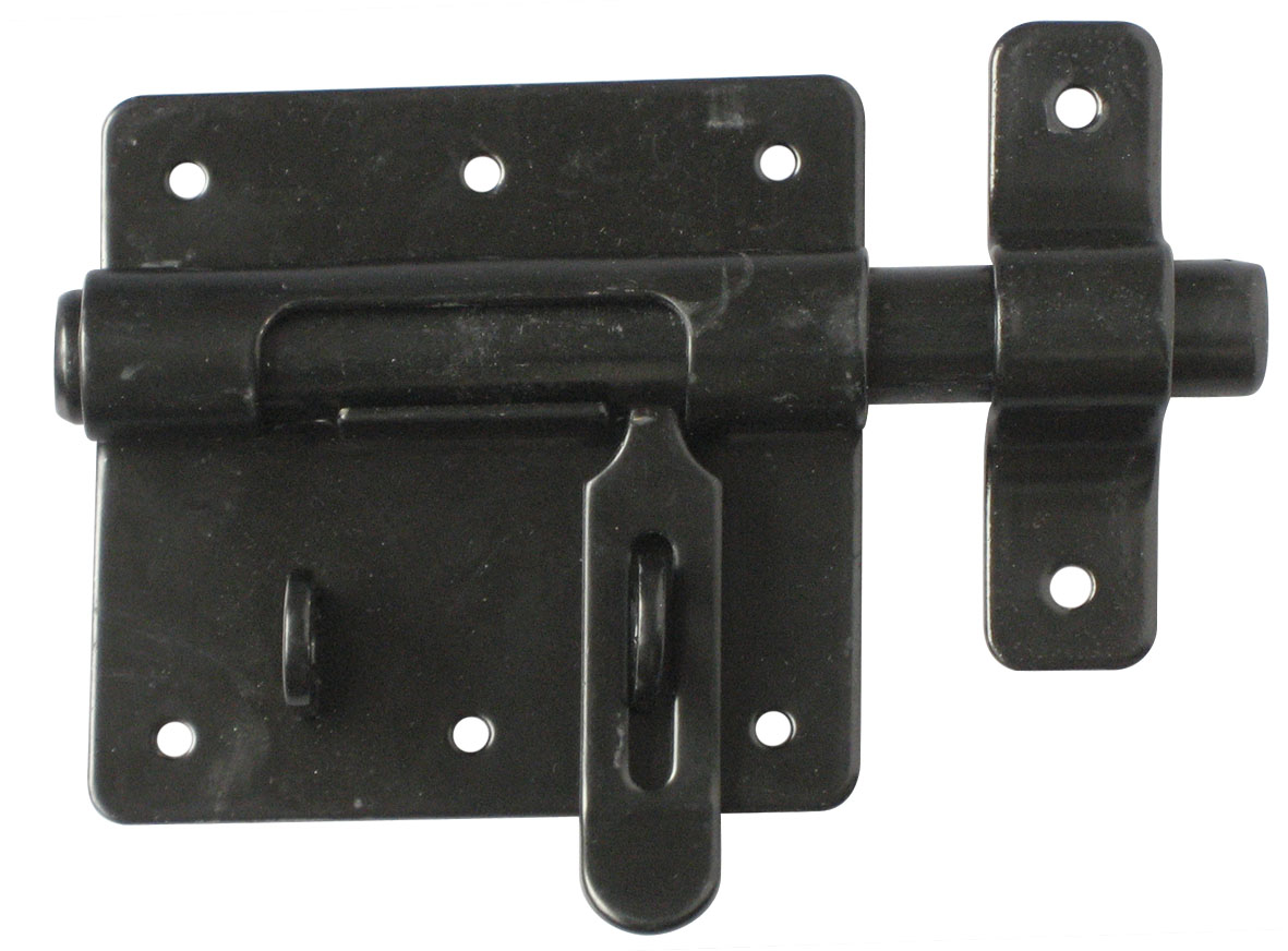 Zware boxgrendel met hangslotdrager 90x85mm nr.177 zwart