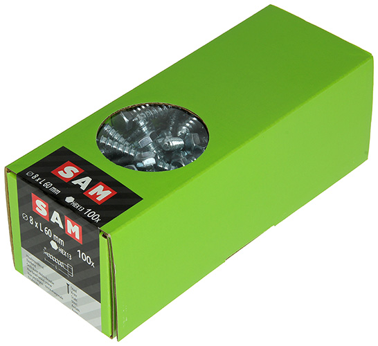 TIREFOND ACIER ZINGUE 100 PC 8 X 60 MM