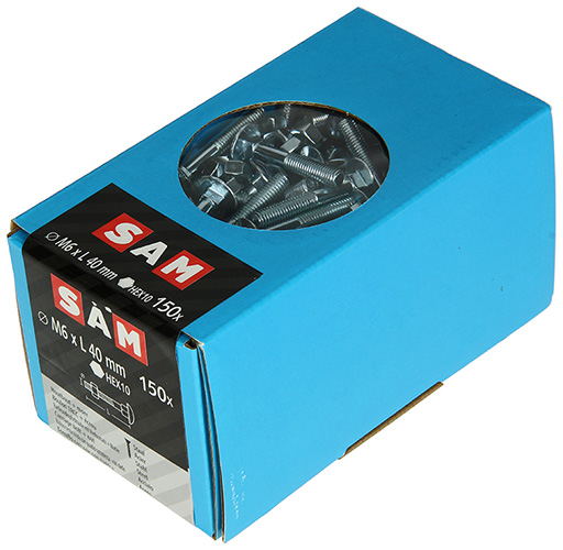 BOULON TRCC + ECROU 150 PC 6 X 40 MM