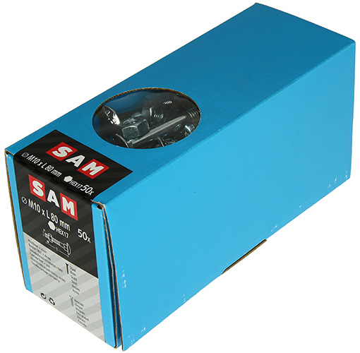 BOULON TRCC + ECROU 50 PC 10 X 80 MM