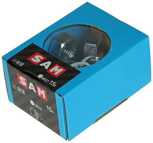 Ecrous hexagonaux SAM 15pcs M18