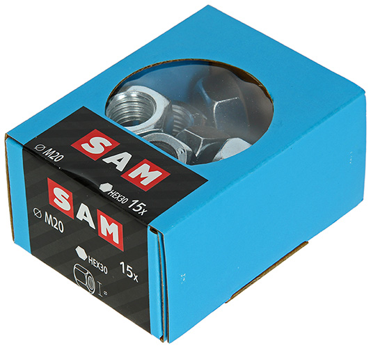 Ecrous hexagonaux SAM 15pcs M20
