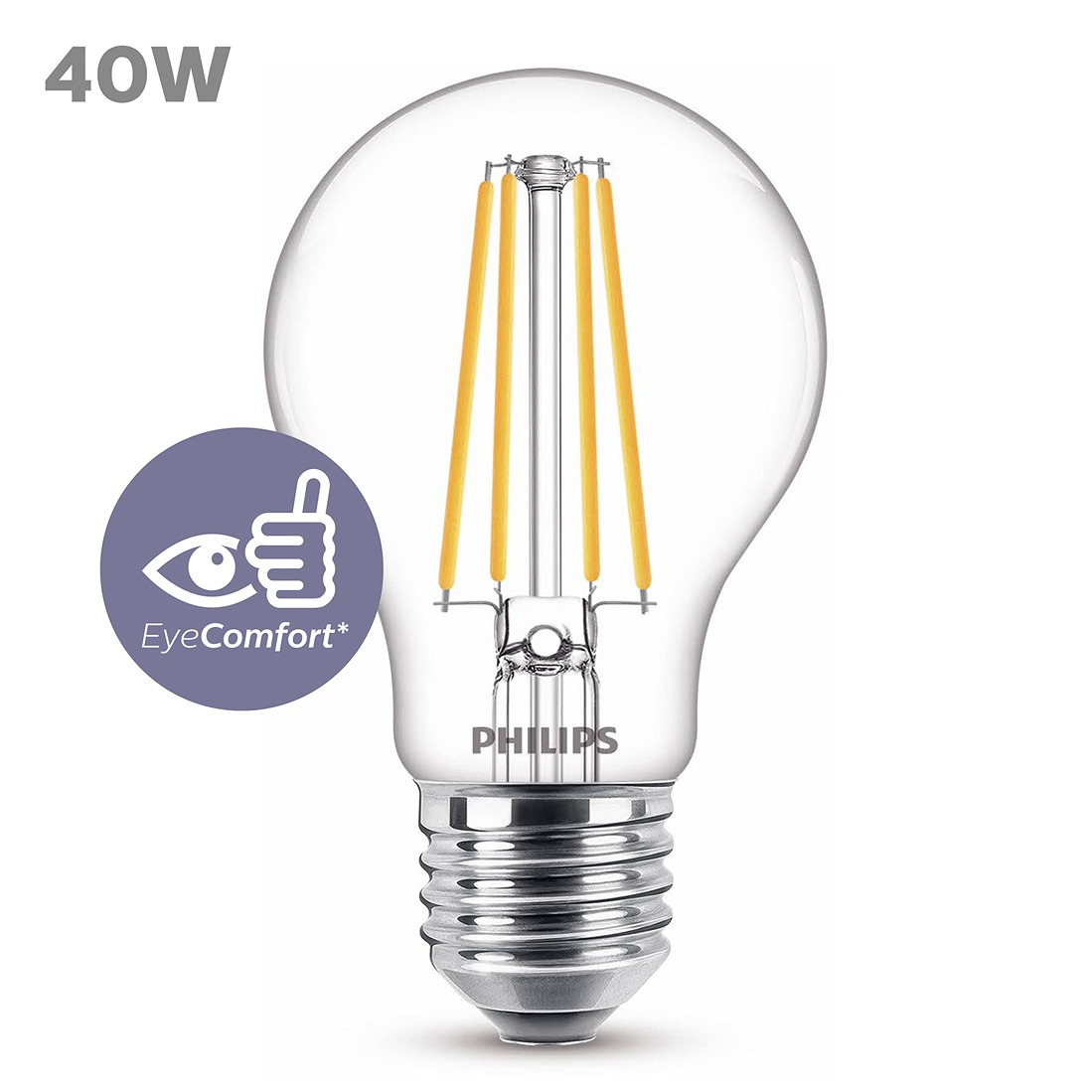 Philips ampoule LED transparent - 40 W - E27 - blanc chaud