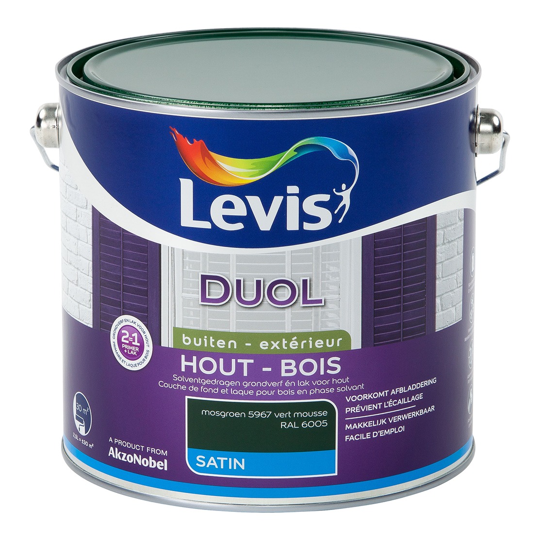 Levis Duol Hout Buiten Satin 2.5l Mosgroen