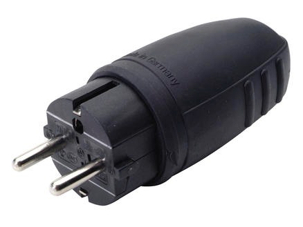 UNIVERSELE RUBBER STEKKER 2P+A ZWART