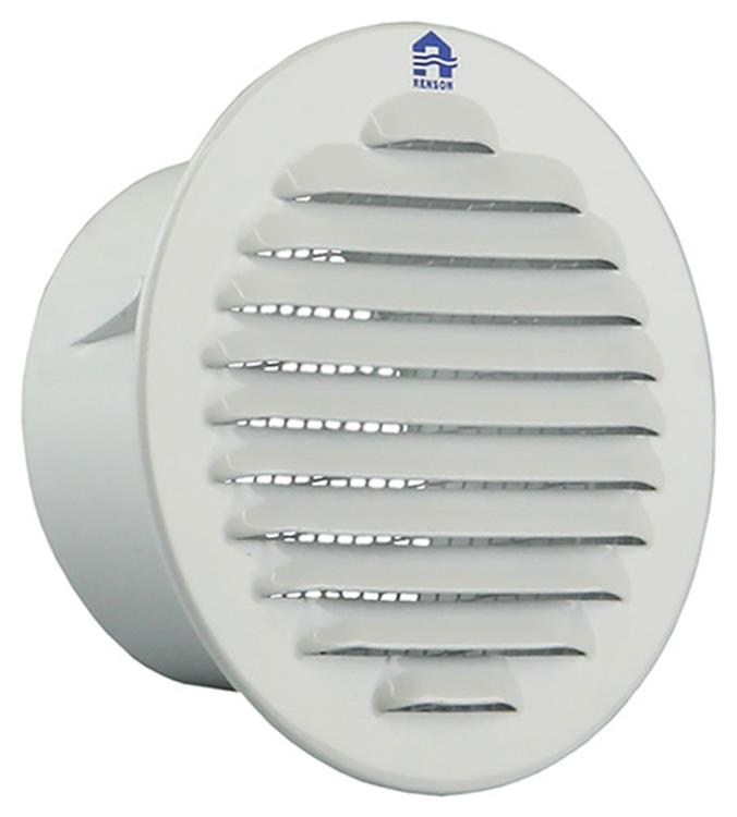 Renson grille estampée ronde encastrable alu avec moustiquaire 435/R blanc Ø180mm