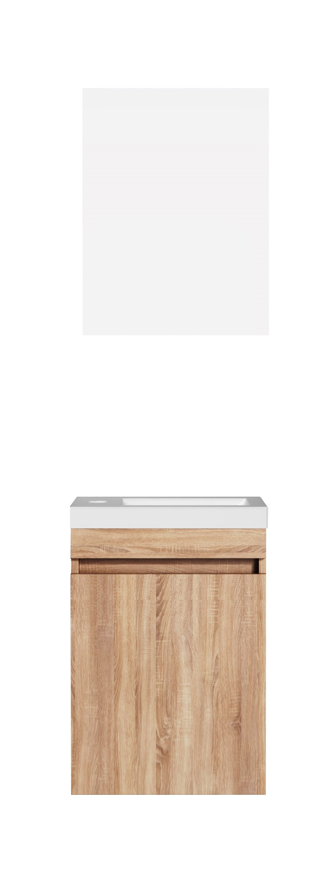 Sanimar Porto toiletmeubel (onderkast/wastafel/spiegel) - wit eiken